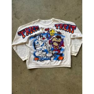 Looney Tunes "Trick or Treat" Halloween Vintage Horror October Crewneck AOP L/XL